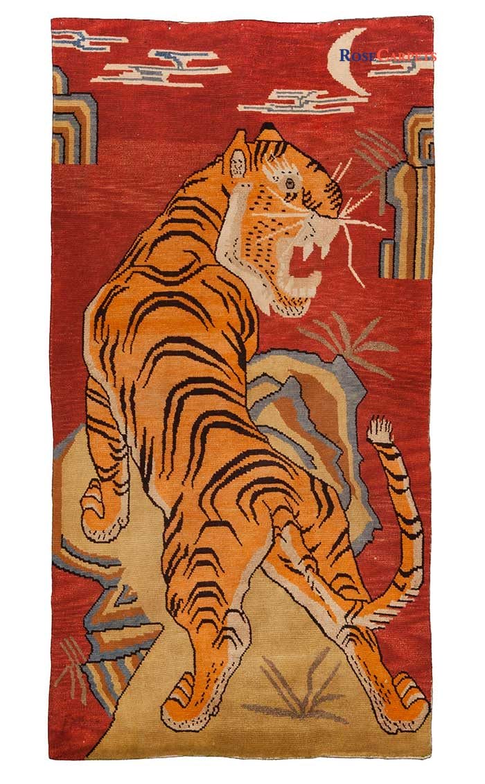 Tappeto Tibetano Figura maestosa di tigre vista di spalle Misure: 178×96 cm Codice: 2715