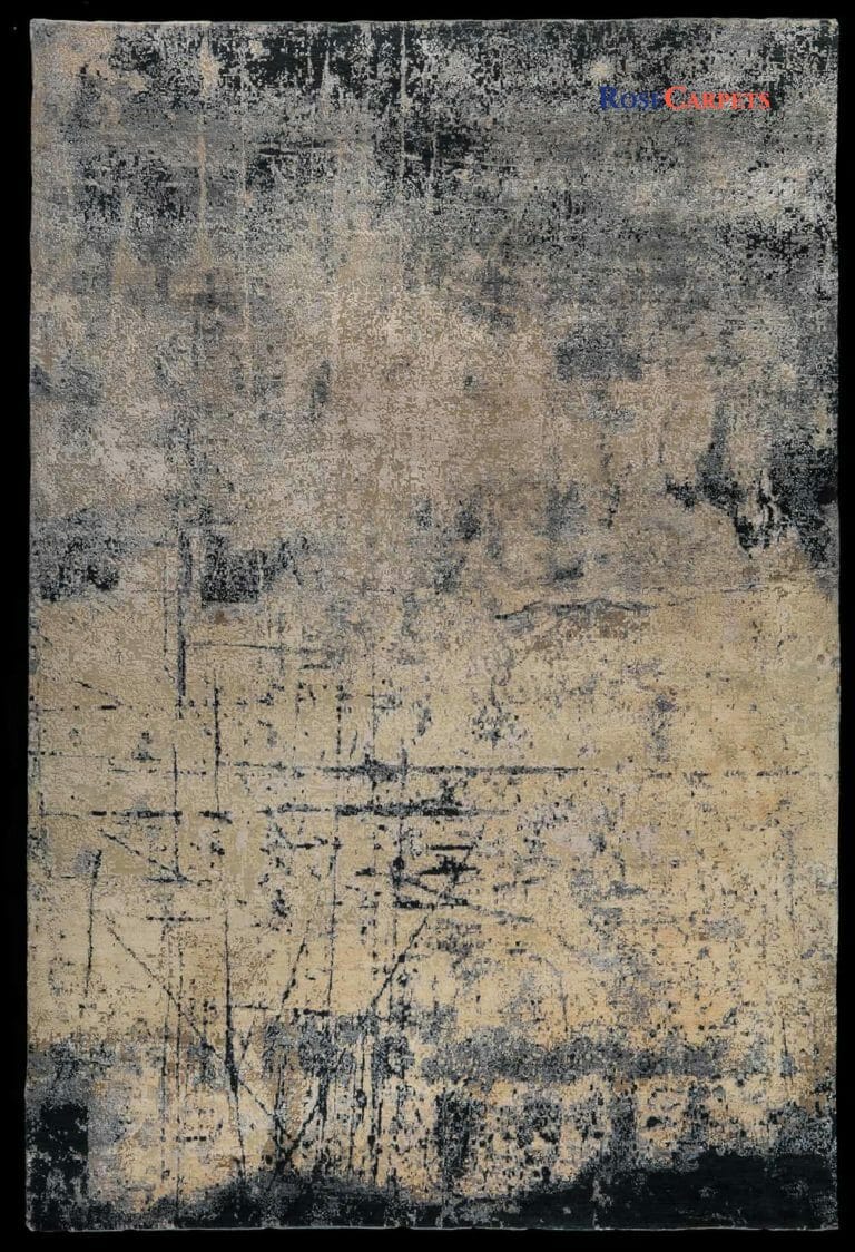 Annodato con morbide lane con la brillantezza della viscosa per questo tappeto dal disegno astratto Misura: 302x201 Codice 3362